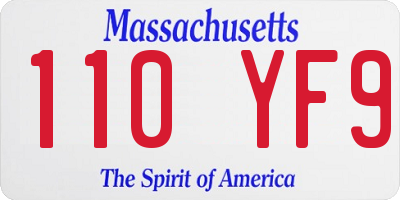 MA license plate 110YF9