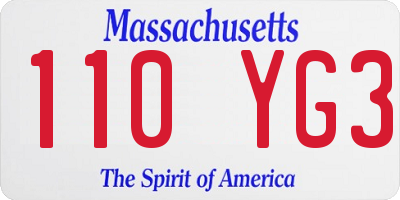 MA license plate 110YG3