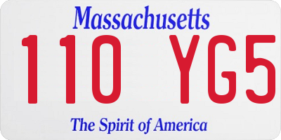 MA license plate 110YG5