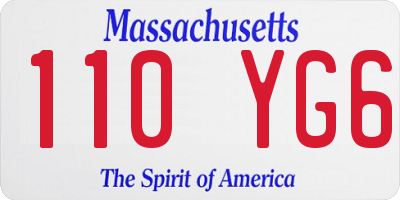 MA license plate 110YG6