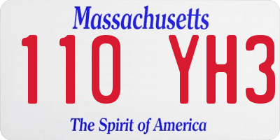 MA license plate 110YH3