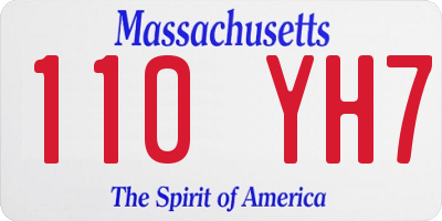 MA license plate 110YH7