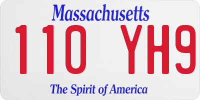 MA license plate 110YH9