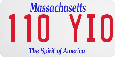 MA license plate 110YI0