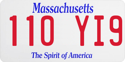 MA license plate 110YI9