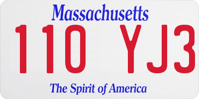 MA license plate 110YJ3
