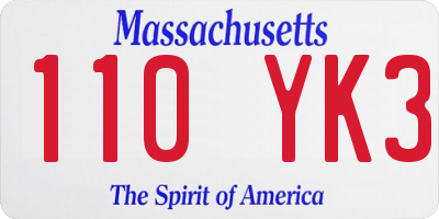 MA license plate 110YK3