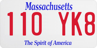 MA license plate 110YK8