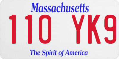 MA license plate 110YK9