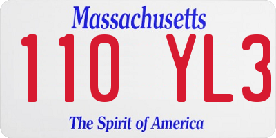 MA license plate 110YL3