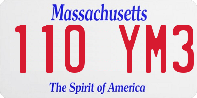 MA license plate 110YM3