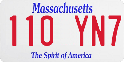 MA license plate 110YN7