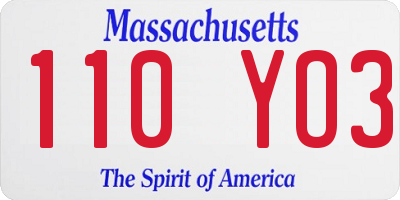 MA license plate 110YO3