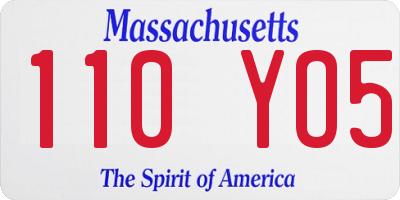 MA license plate 110YO5
