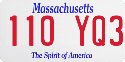 MA license plate 110YQ3