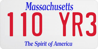 MA license plate 110YR3