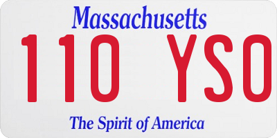 MA license plate 110YS0
