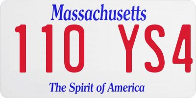 MA license plate 110YS4