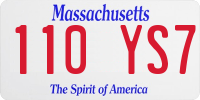 MA license plate 110YS7