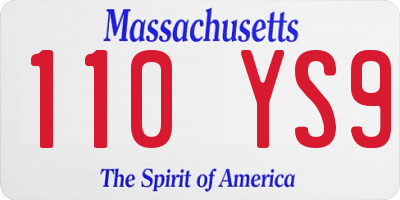 MA license plate 110YS9