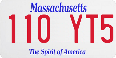 MA license plate 110YT5