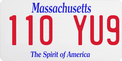 MA license plate 110YU9