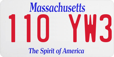 MA license plate 110YW3