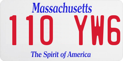 MA license plate 110YW6