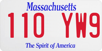 MA license plate 110YW9