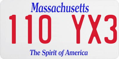MA license plate 110YX3