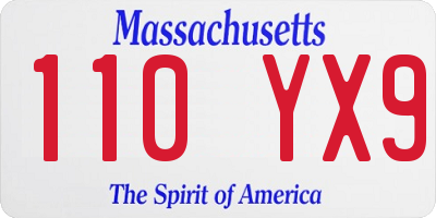 MA license plate 110YX9