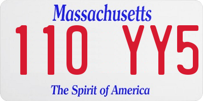 MA license plate 110YY5