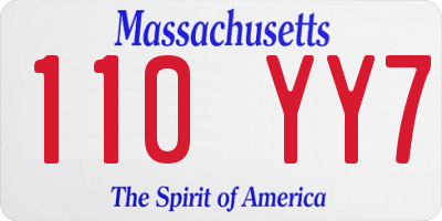 MA license plate 110YY7