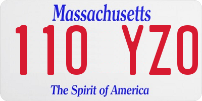 MA license plate 110YZ0