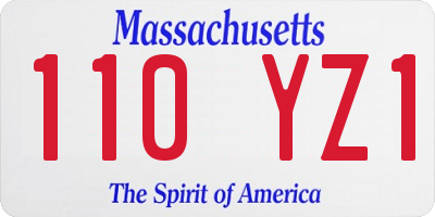 MA license plate 110YZ1
