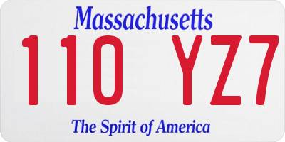 MA license plate 110YZ7
