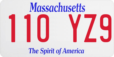 MA license plate 110YZ9