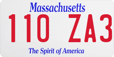 MA license plate 110ZA3