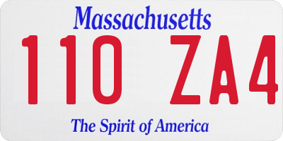 MA license plate 110ZA4