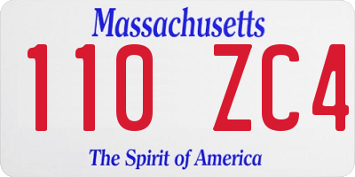 MA license plate 110ZC4