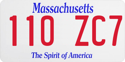 MA license plate 110ZC7