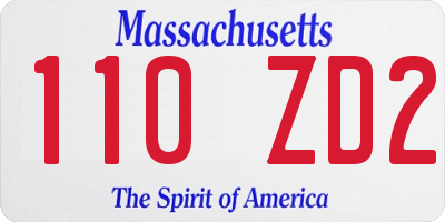 MA license plate 110ZD2