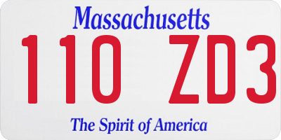 MA license plate 110ZD3