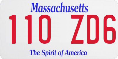 MA license plate 110ZD6
