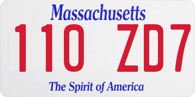MA license plate 110ZD7