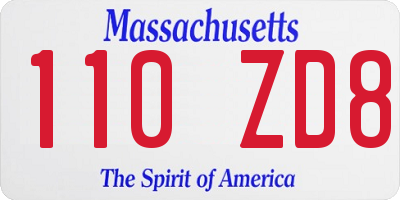 MA license plate 110ZD8