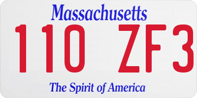 MA license plate 110ZF3