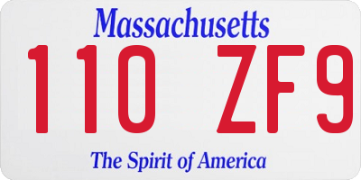 MA license plate 110ZF9