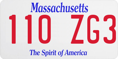 MA license plate 110ZG3