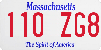MA license plate 110ZG8